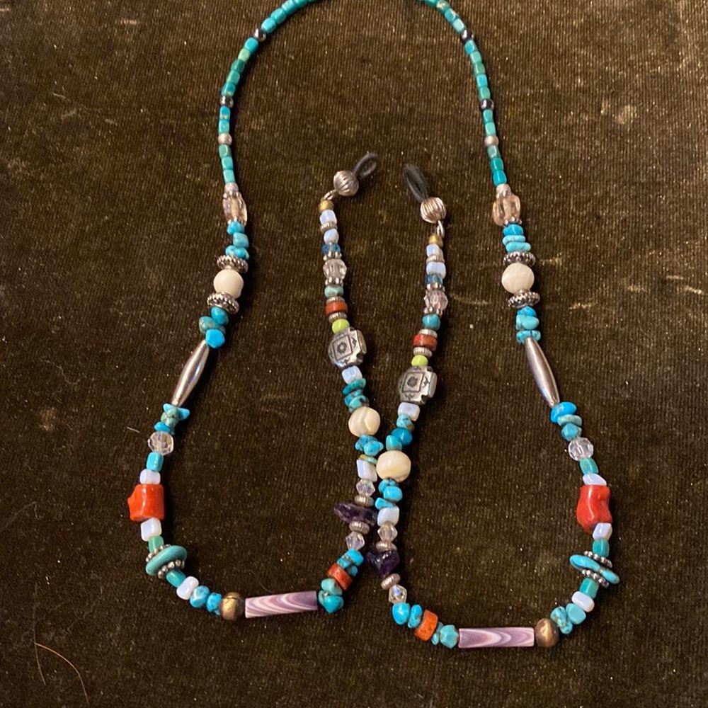 28” Turquoise & gem stones eye glass holder